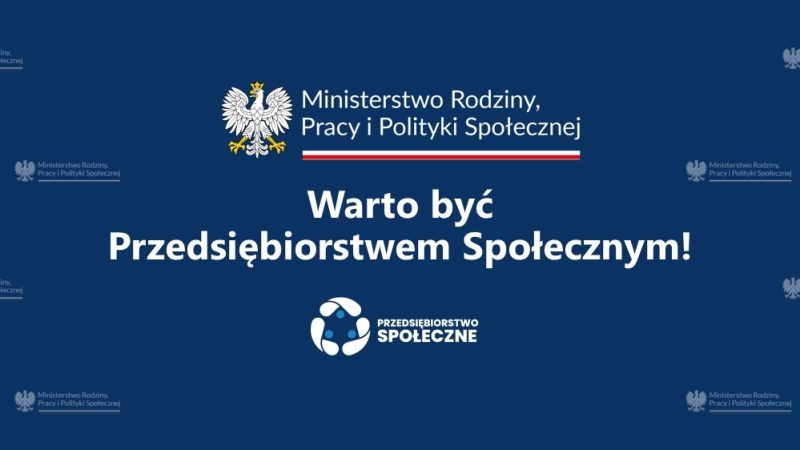 Na niebieskim tle logo Ministerstwa Rodziny, Pracy i Polityki Społecznej oraz nazwa programu